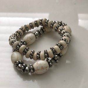 2 White Crackle Bracelets